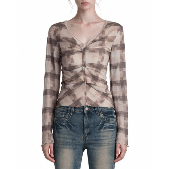 Plaid Long-Sleeve T-Shirt